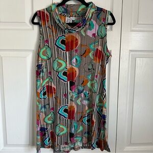Parsley and Sage Top Tunic Womens Sz L Stretch Artsy Art to Wear Geometric